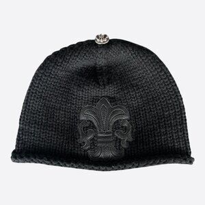 Chrome Hearts Black Fleur Patch Cashmere Beanie